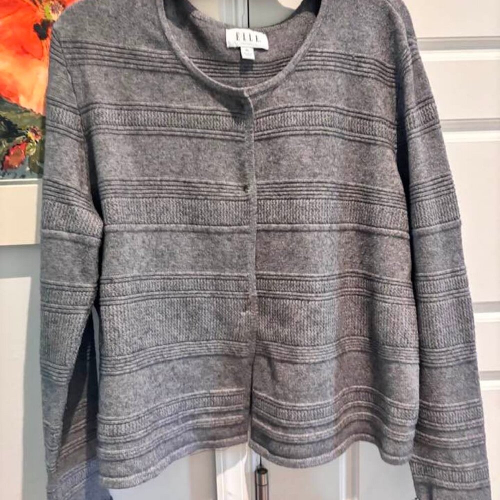Elle European Kohl's grey sweater cardigan XL winter new warm